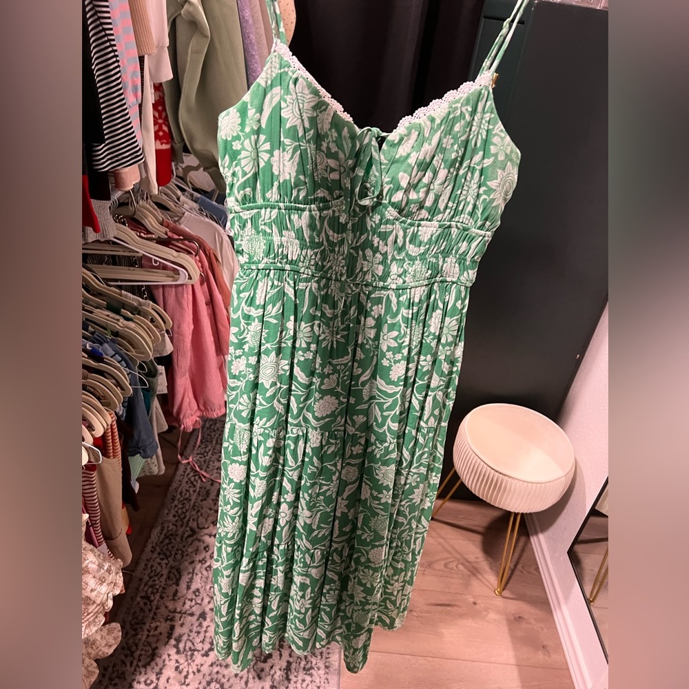 Trixxi Green and White Floral Dress